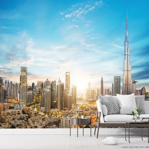 Dubai Skyline Wallpaper Mural: Peel and Stick, Removable Cityscape