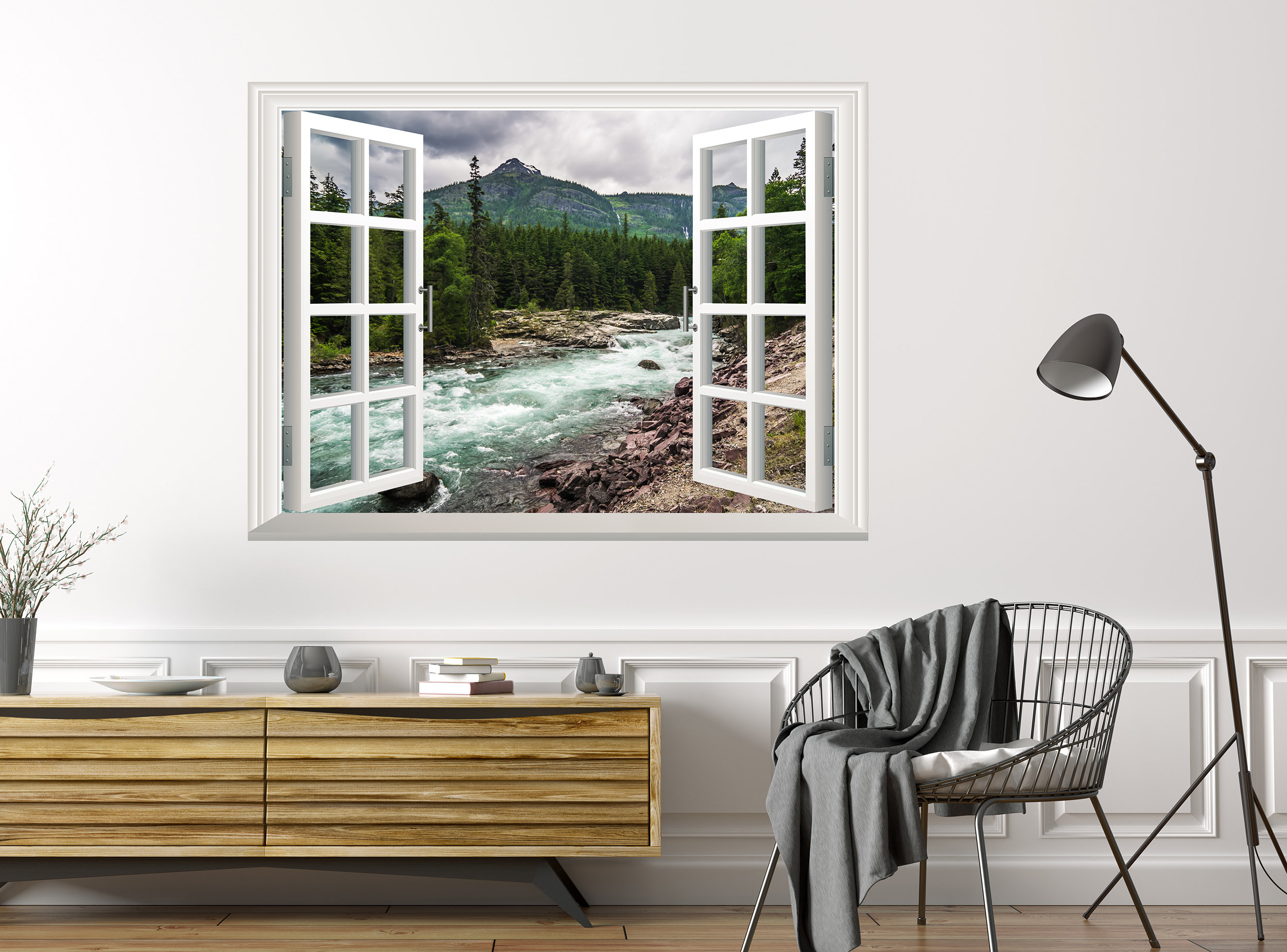 Forest River Wall Decal Wall Sticker 3D Window Effect View Etsy