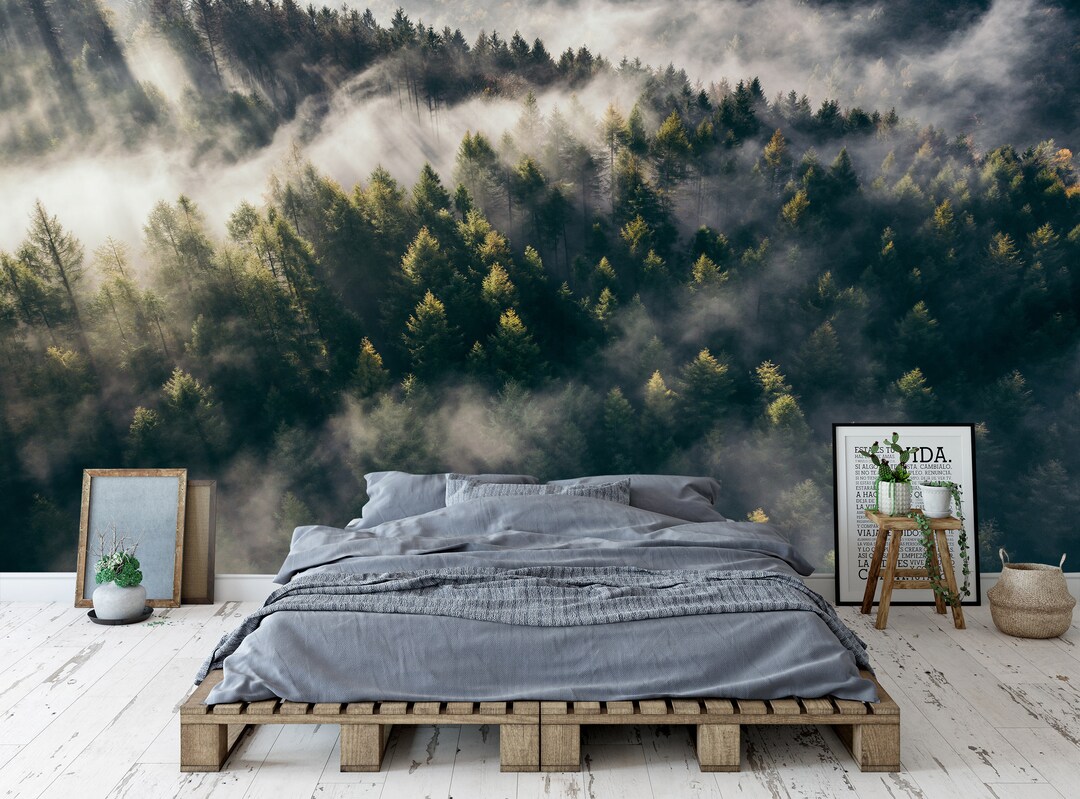 Foggy Forest Wallpaper Peel and Stick Path Wall Mural Self Adhesive ...