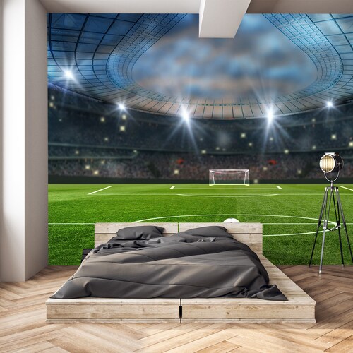 Football Stadium Wall Mural Soccer Field Wallpaper Peel and Etsy