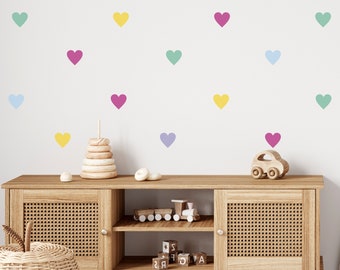 Colorful Heart Wall Stickers Wall Decal for Kids' Bedroom, Nursery, Playroom | PVC-Free, No Odour | Peel and Stick Fabric Art Baby Decor