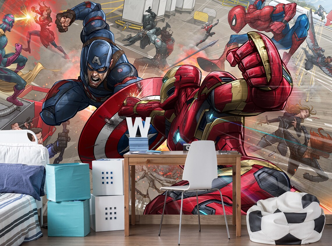 Avengers Wallpaper Marvel Wallpaper Superheroes Kids Wall | Etsy