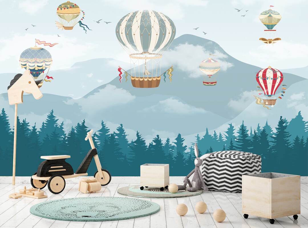 Kids Wallpaper Peel and Stick Mountain Forest Wall Mural - Etsy