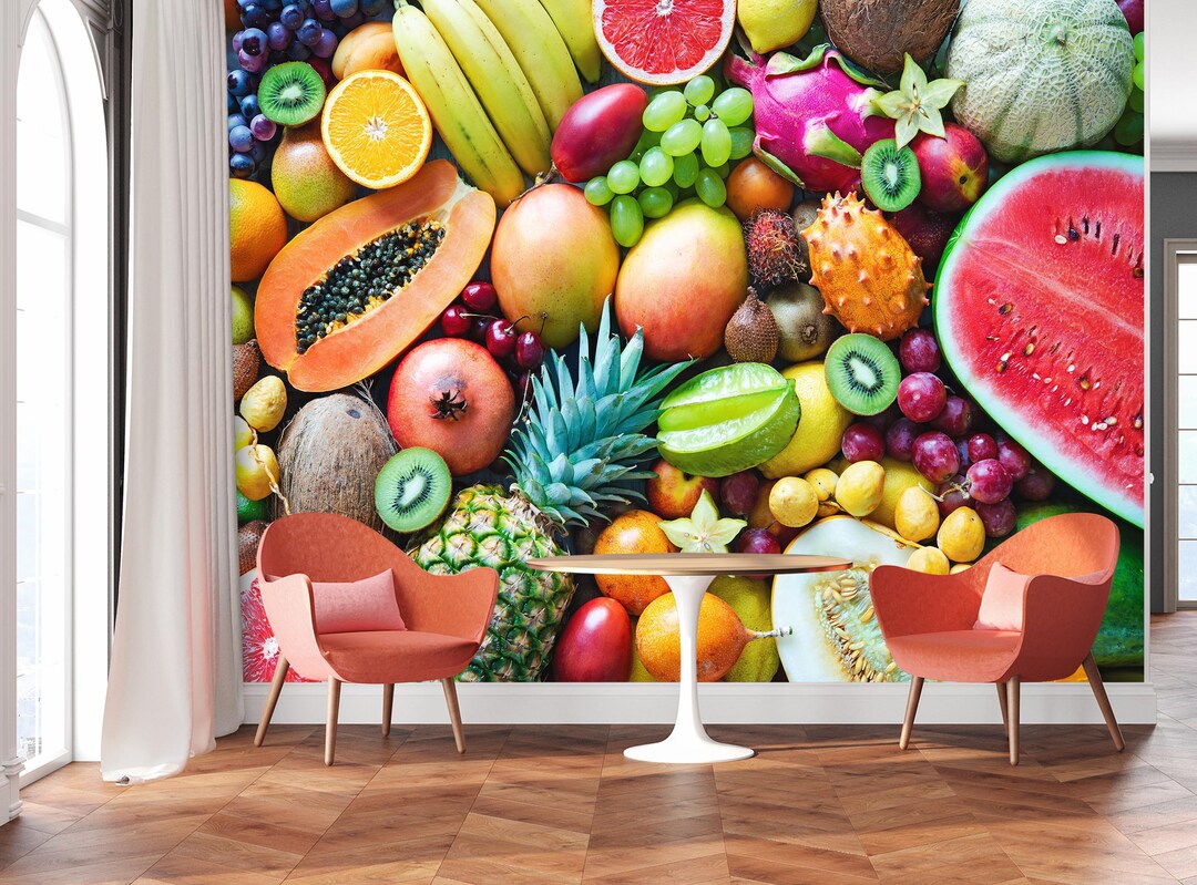Assortment of Colorful Ripe Tropical Fruits Photo Wallpaper Mural Wall ...