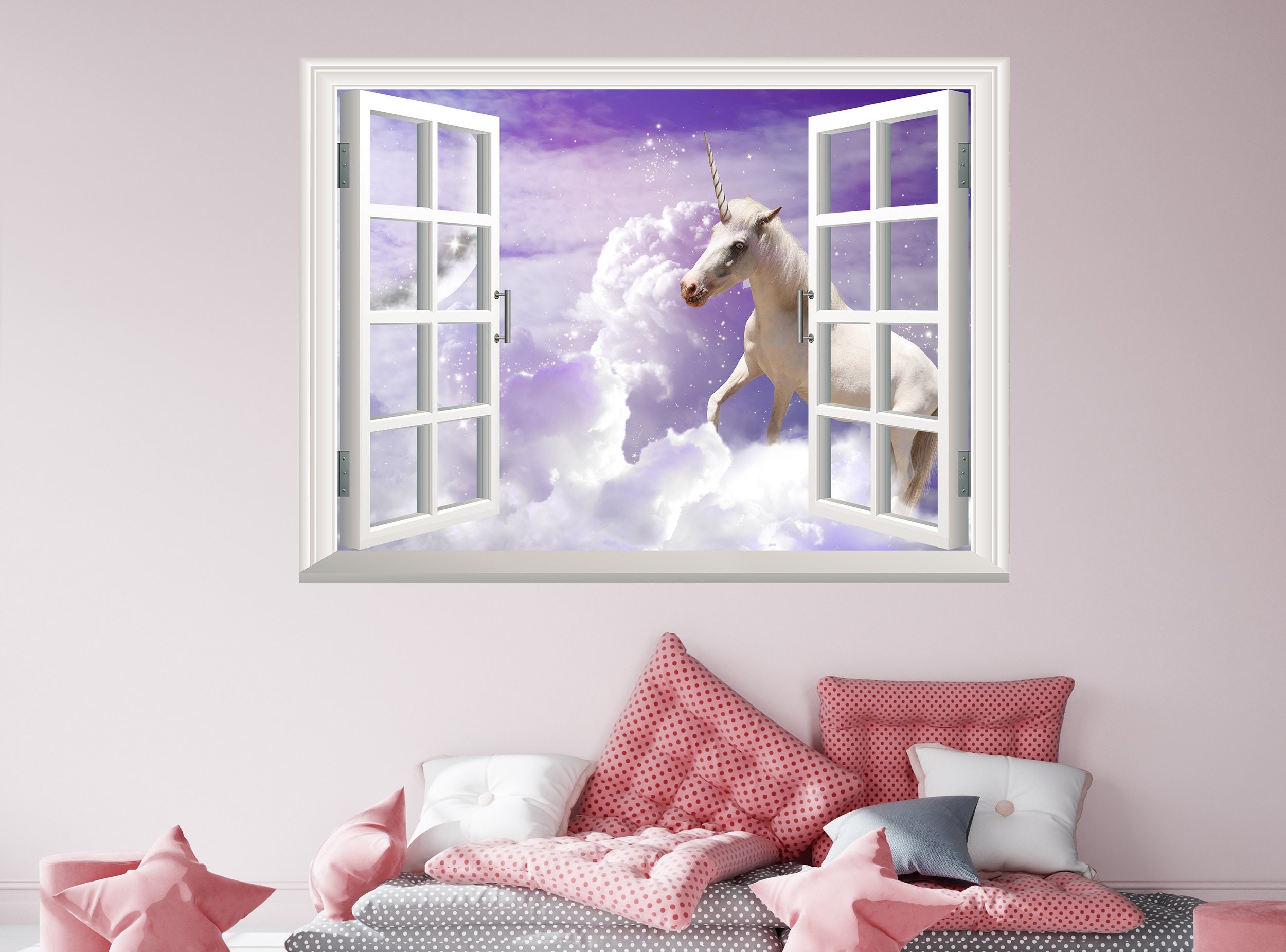 Magic Unicorn Wall Sticker 3D Window Effect Wall Decal Etsy