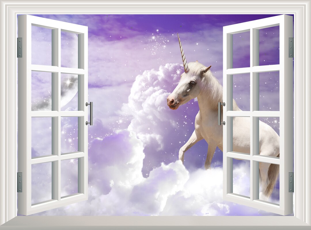 Magic Unicorn Wall Sticker 3D Window Effect Wall Decal Removable Art
