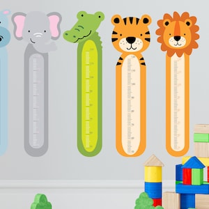 Hoogtemeting Heerser Groeitracker Dieren Hoogtetabel Babykamer Decor Dieren Hoogtegrafiek Muursticker Jongen-meisje Kamer Peel and Stick: