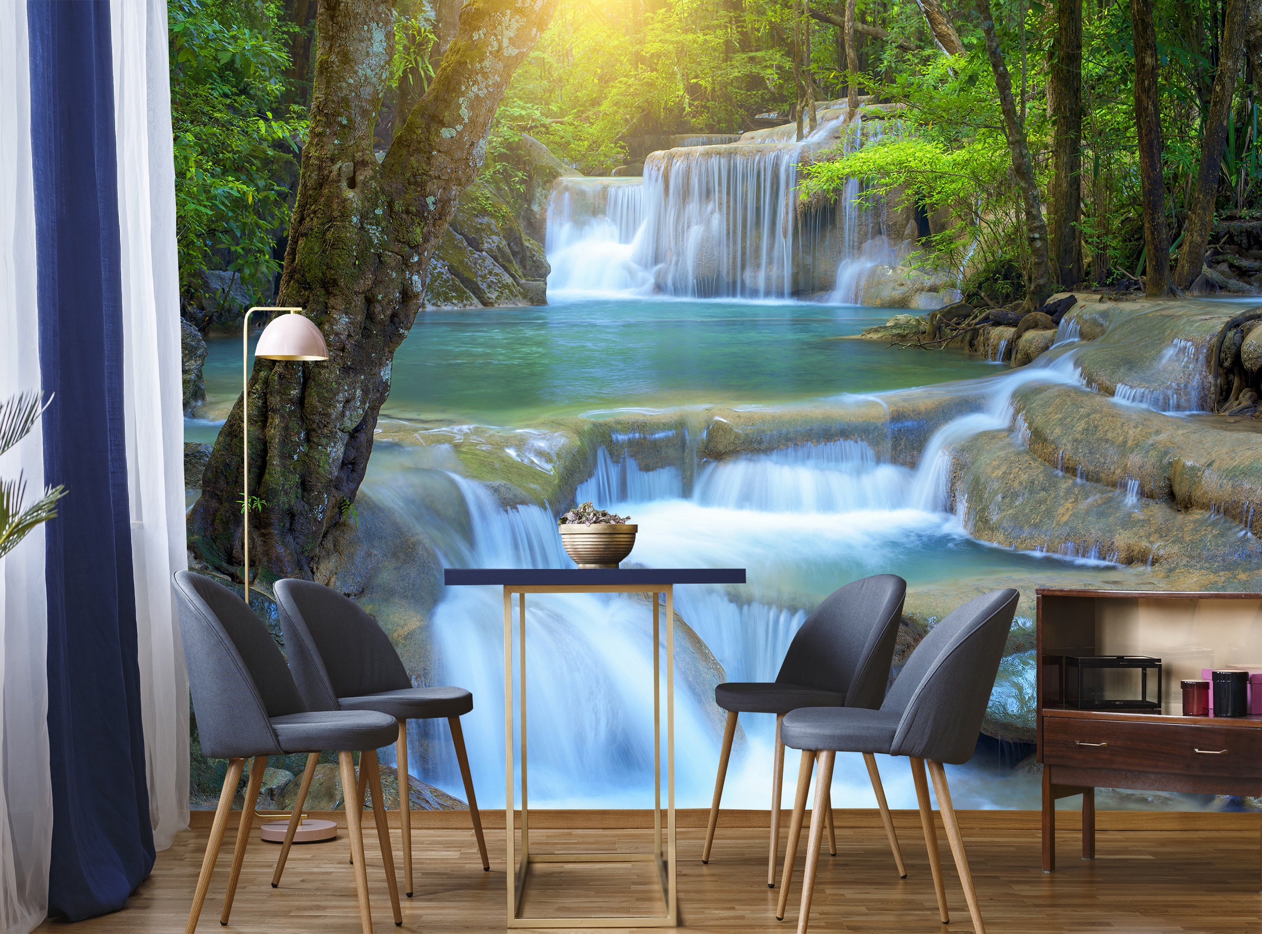 Waterfall Forest WALL MURAL Wallpaper Mural Large Photo Etsy UK