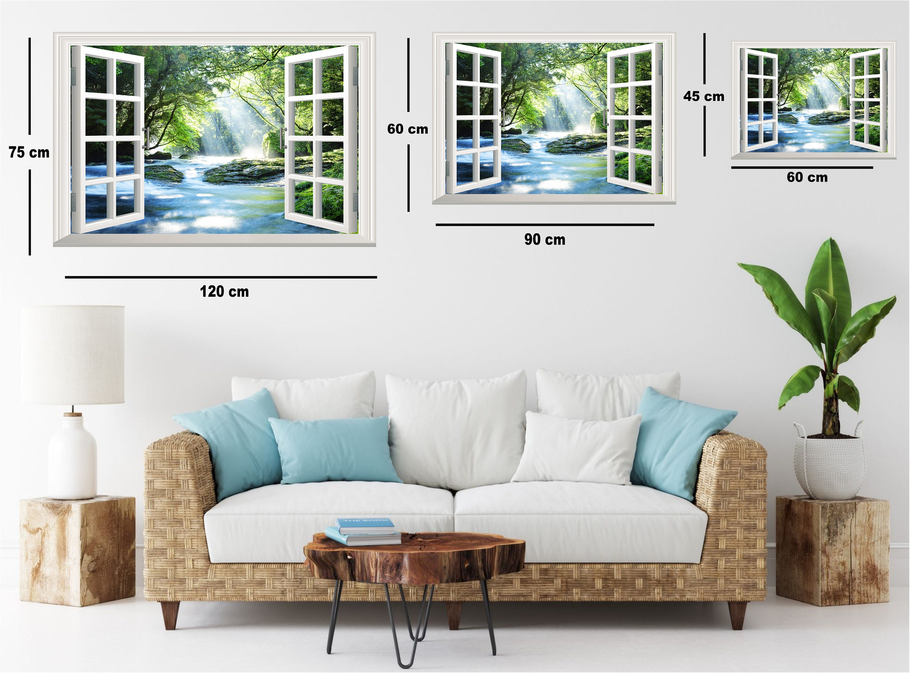 Forest River Wall Decal River Wall Sticker 3D Window Effect Etsy