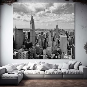 Manhattan Ansicht Tapete, Abziehbare Tapete von New York City Skyline, Wolkenkratzer, Stadt Wandbild, Stadtbild Kunst