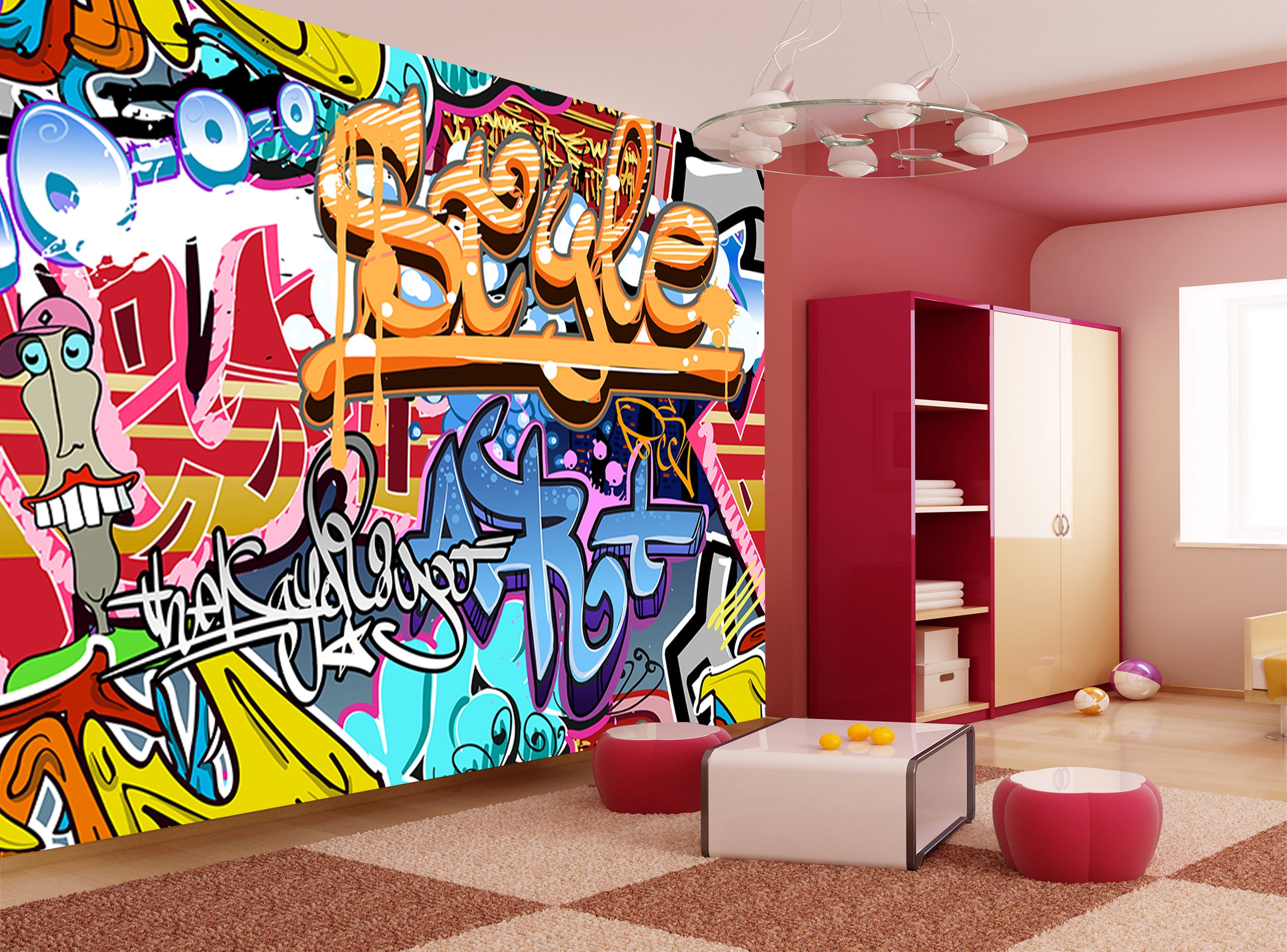 Graffiti Wallpaper Teenager Wall Mural Urban Art Removable | Etsy