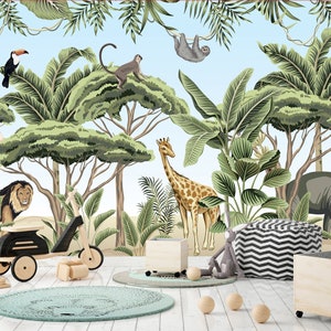 Papier peint animal safari : décor de jungle