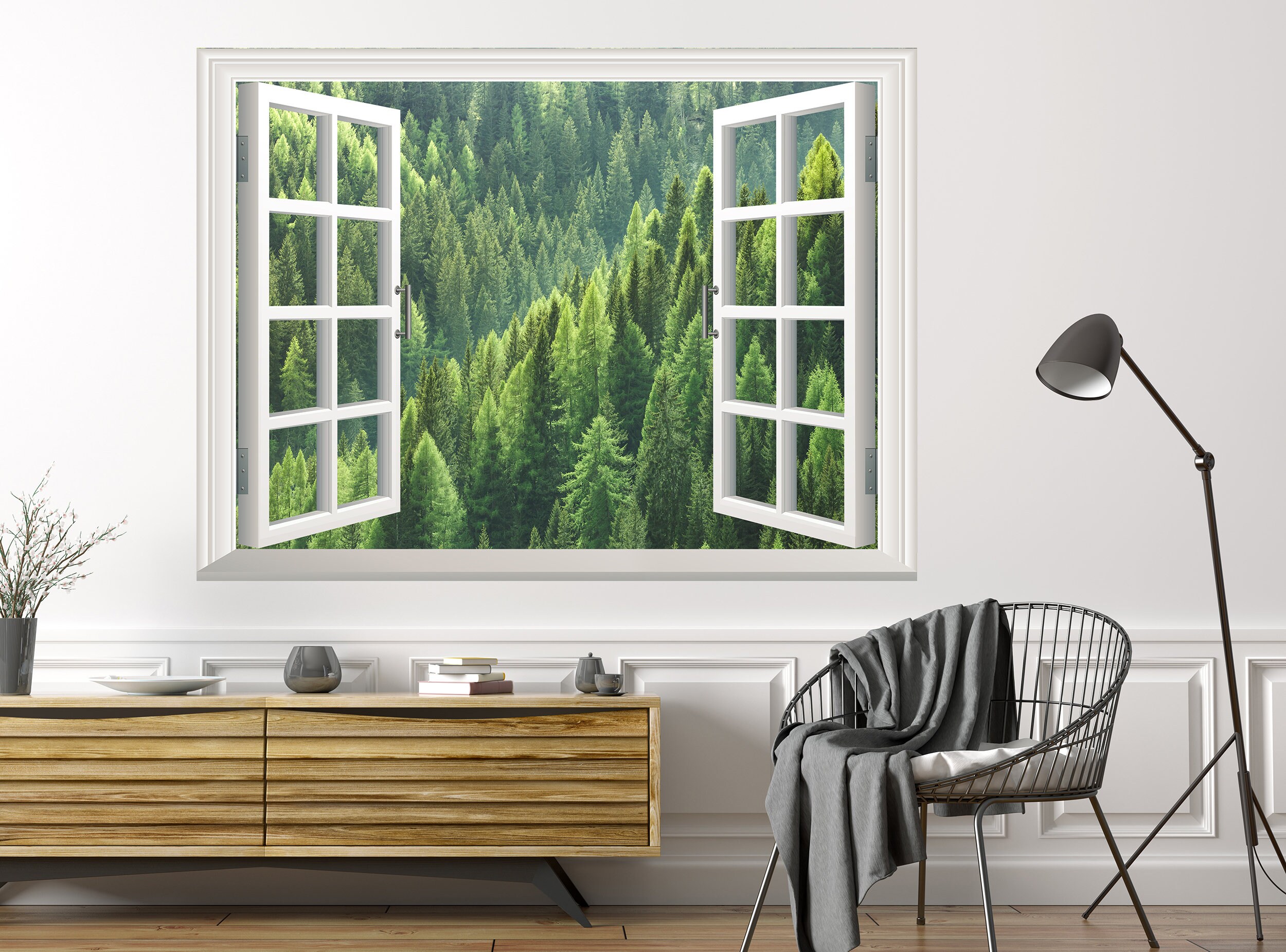 Forest Wall Sticker 3D Window Effect View Forest Wall Decal Etsy