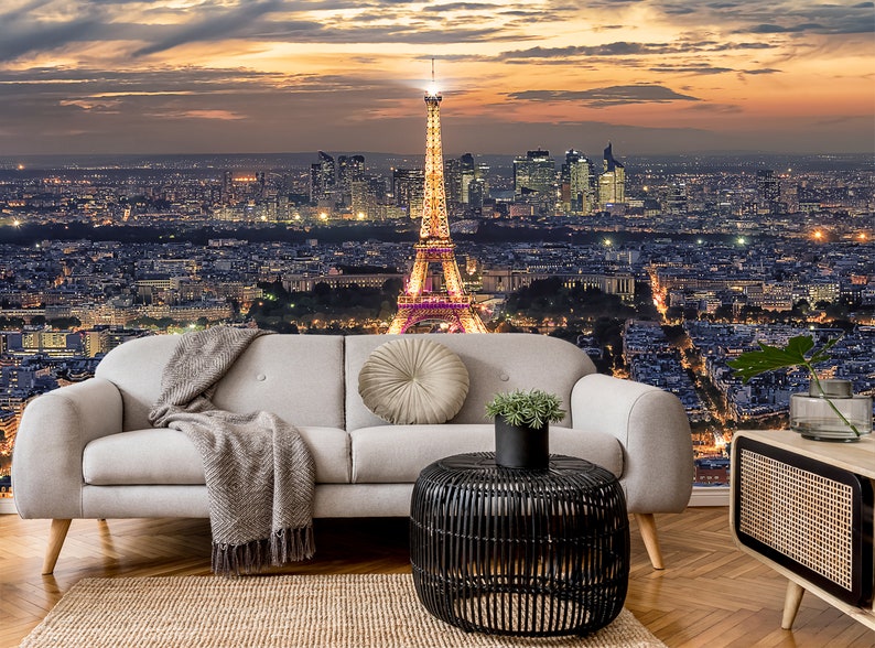 Paris Wallpaper Paris Mural Paris Wall Mural Eifel Tower Etsy