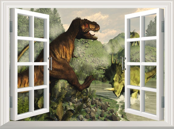 Dinosaures en forêt Mur Autocollant 3D Effet de fenêtre Mur Décalque Dino  Amovible Vinyle Art Affiche Murale Crèche Décoration Murale Garçons Chambre  Enfants -  France