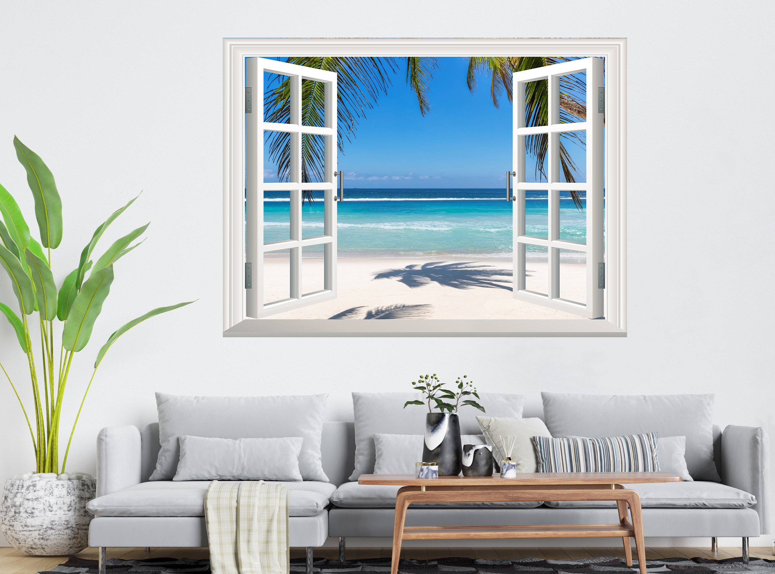 Beach Wall Sticker 3D Window Effect View Wall Decal Removable Etsy UK