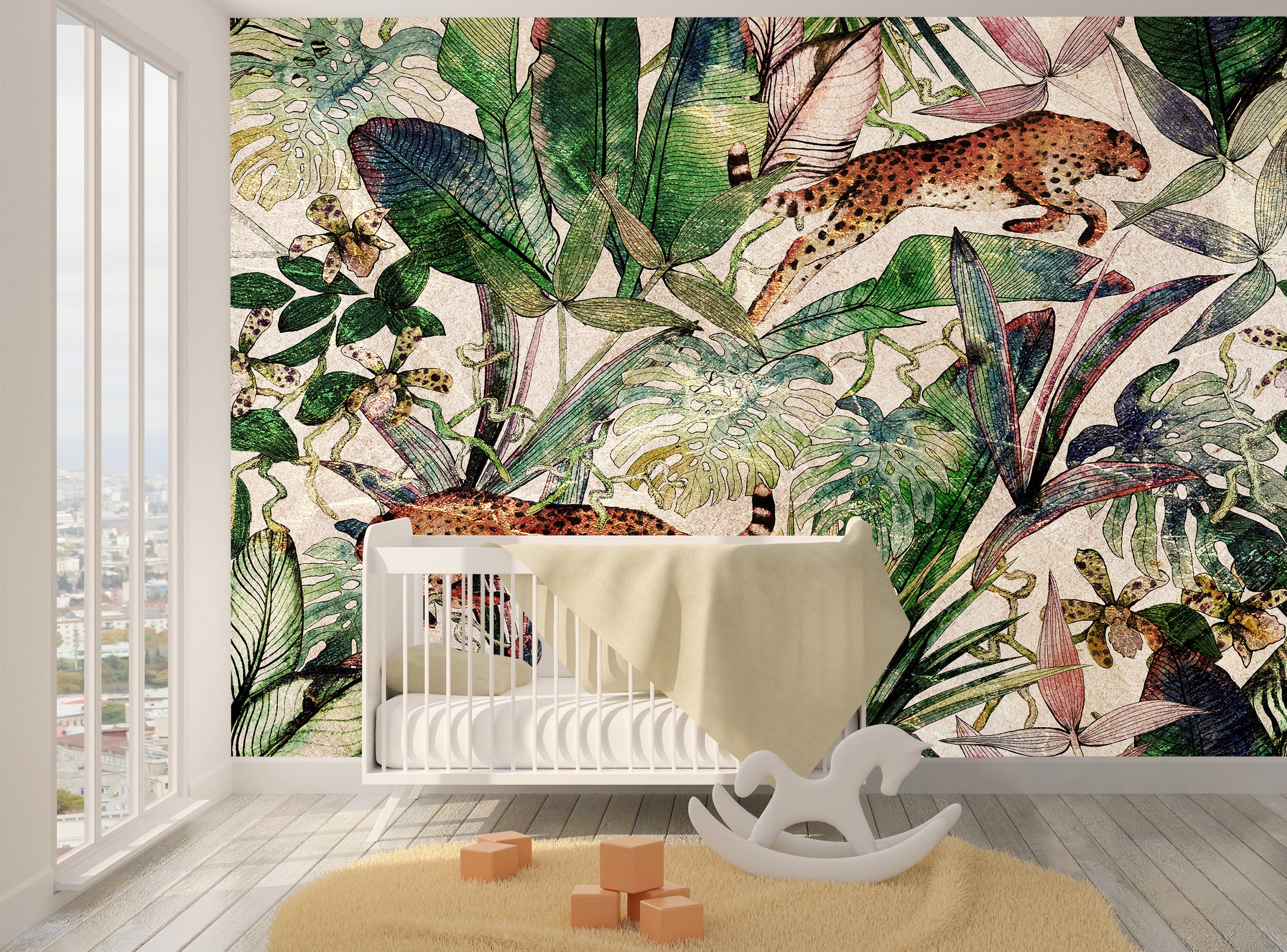 Jungle Wallpaper Mural Peel and Stick Jungle & Tropical Wall - Etsy