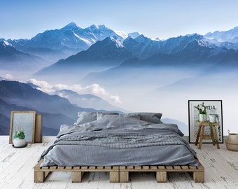 Misty Mountain Wallpaper Wall Mural Landscape Wallpaper Mural Foggy Decor Self Adhesive Vinyl Wallpaper Peel & Stick Wall Art Custom Size