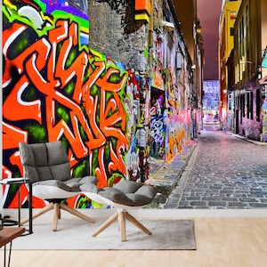 Graffiti Wall Mural: Urban Art, Removable Vinyl, Teen Room Decor