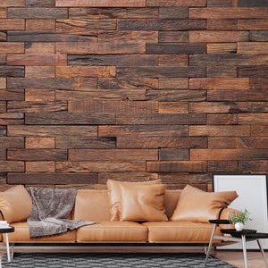 Dunkelbraune Holzbrett Tapete: 3D Rustikale Textur, Schälen und Aufkleben Wandbild