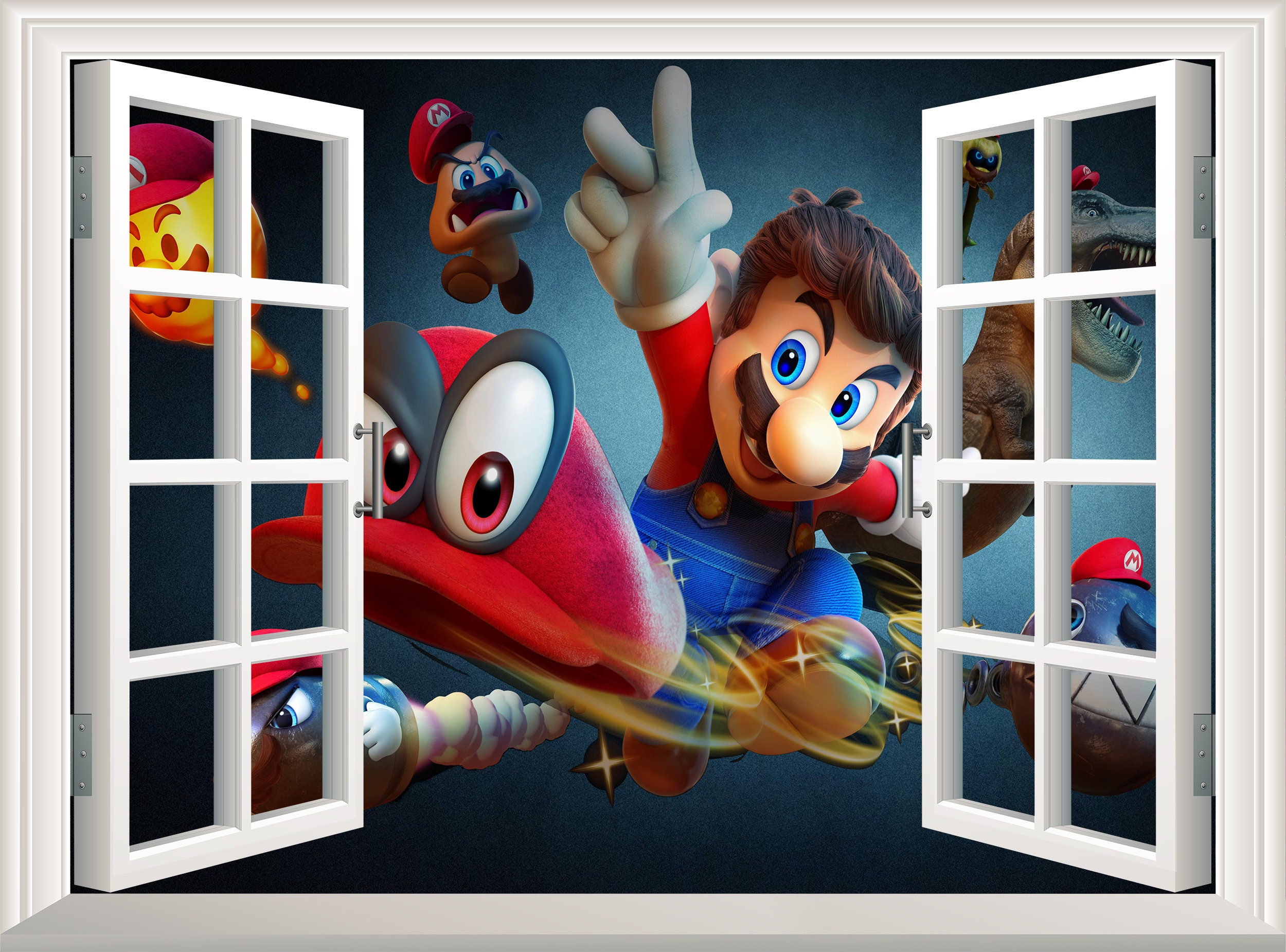 Super Mario Wall Sticker Super Mario Wall Decal 3D Window Etsy