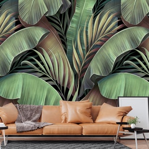 Banana Leaf Wallpaper Mural: Tropical Peel and Stick Wall Art