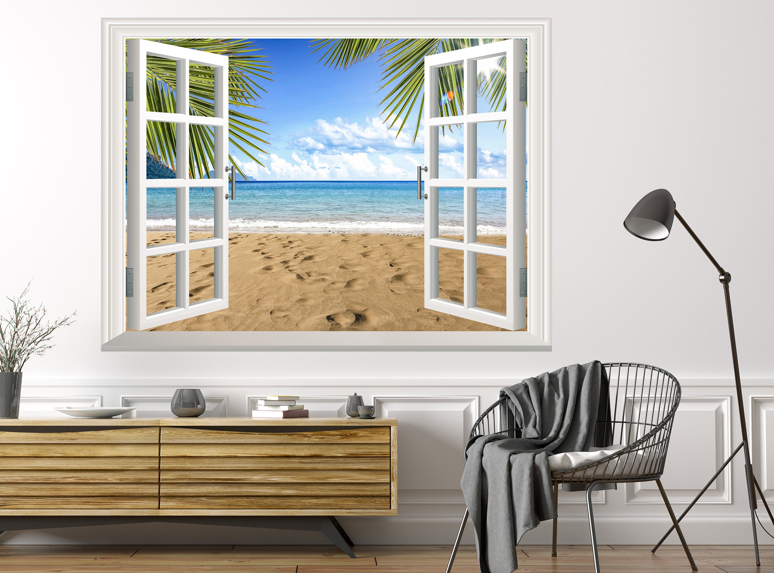 Beach Wall Decal Sticker 3D Window Effect View Wall Decal Etsy