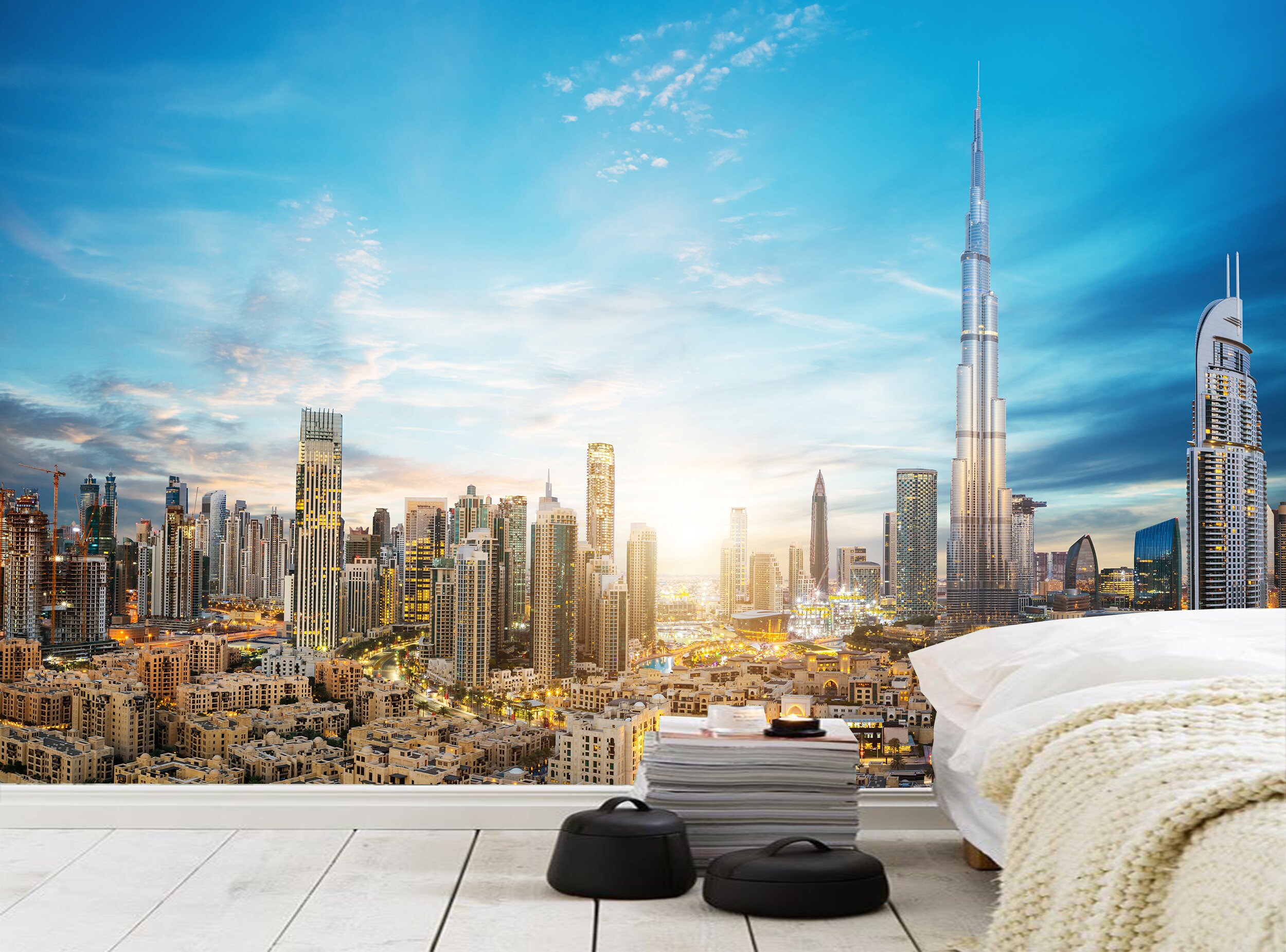 Panoramic View Dubai City Wallpaper Peel and Stick Wallpaper Etsy UK