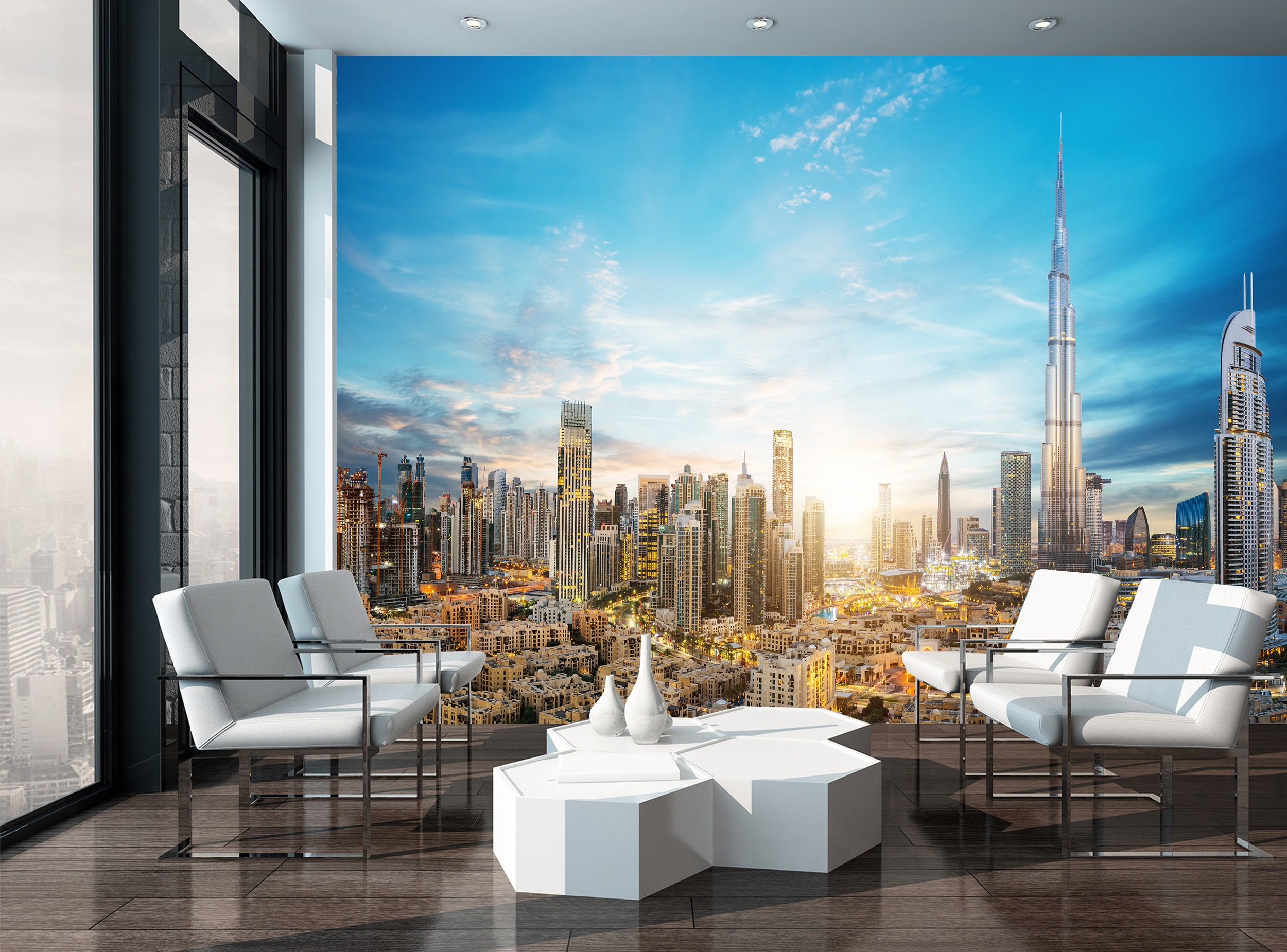 Panoramic View Dubai City Wallpaper Peel and Stick Wallpaper Etsy UK