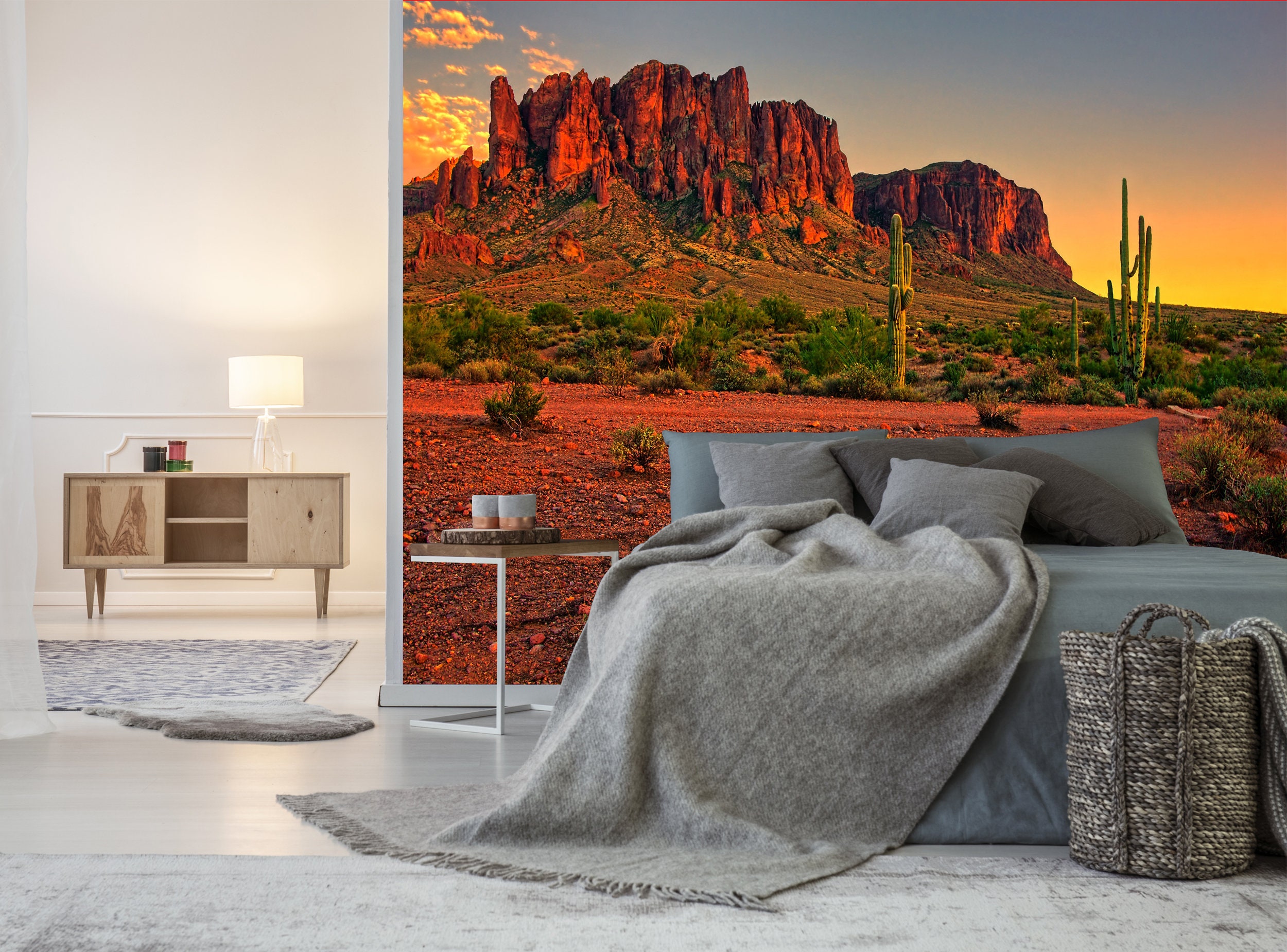 Desert Sunset Photo Wallpaper Peel and Stick Papel pintado - Etsy España