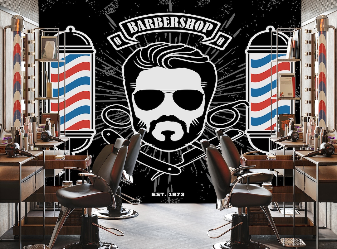 Barber Wallpaper Barber Shop Wall Mural Peel and Stick - Etsy Denmark