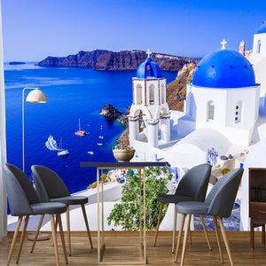 Santorini Wall Mural: Peel and Stick Travel Wallpaper