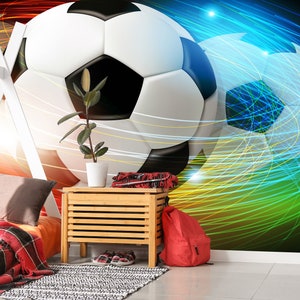 3D-voetbalfotobehang: Peel-and-Stick sportmuurschildering