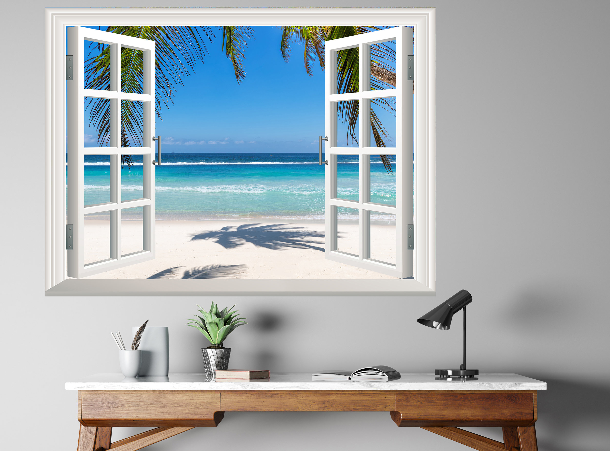 Beach Wall Sticker 3D Window Effect View Wall Decal Removable Etsy