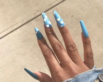 Blue ombre nails | Etsy