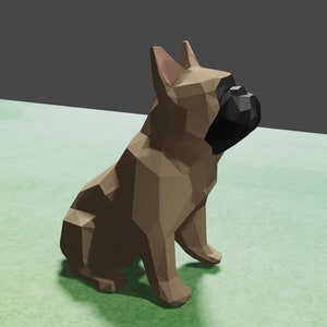 FRENCH BULLDOG Papercraft 3D SCULPTURE - pepakura pdf template Low polygonal 3D Paper Model Sculpture Diy gift Decor home office trophy art
