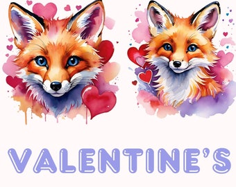 Valentine's - Fox - Sublimation Design Download PNG -  Digital File Download - Shirts Mugs Tumblers Clipart Fox Animals