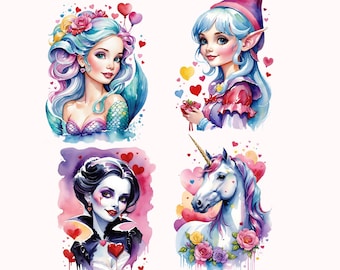 Valentine's - Fantasy - Sublimation Design Download PNG -Digital File Download - Shirts Mugs Tumblers Vampires Unicorn Elf Mermaid