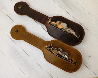 Crazy Horse Cowhide Leather Coin Wallet - Self Defense Paddle