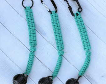 Handmade Teal 550 Paracord Monkey Fist Keychain – Safety Key Ring