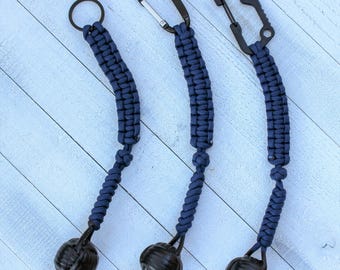 Handcrafted Monkey Fist Keychain: Navy Blue 550 Paracord with Steel Core