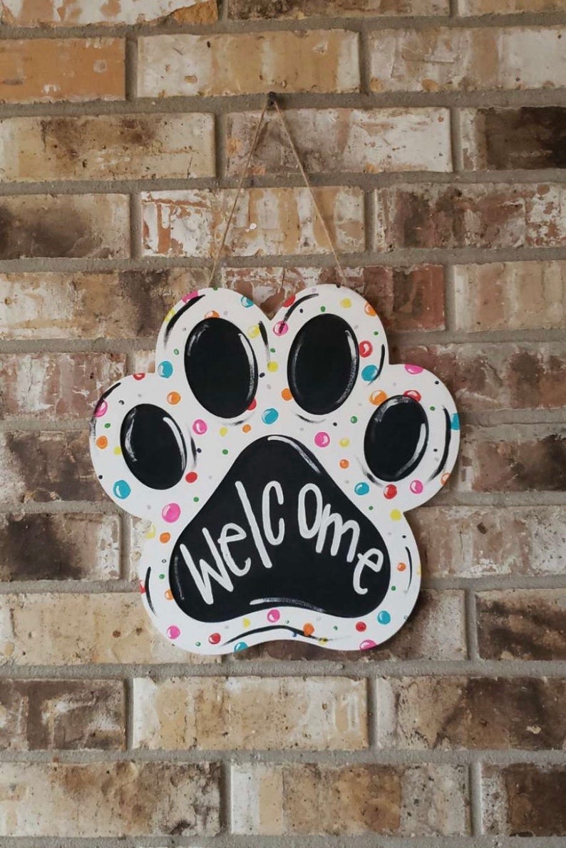 Dog Paw Door Hanger Etsy
