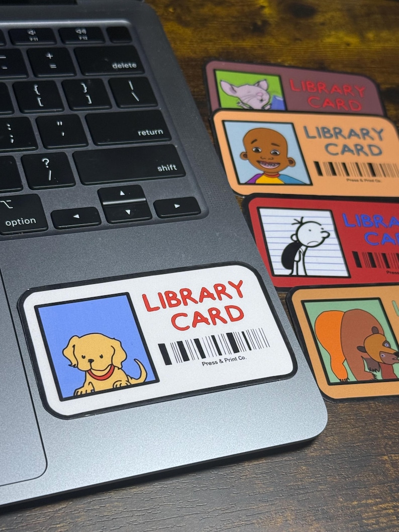 Nostalgic Cartoon Library Card Sticker | Hand Drawn Bookish Reader ...