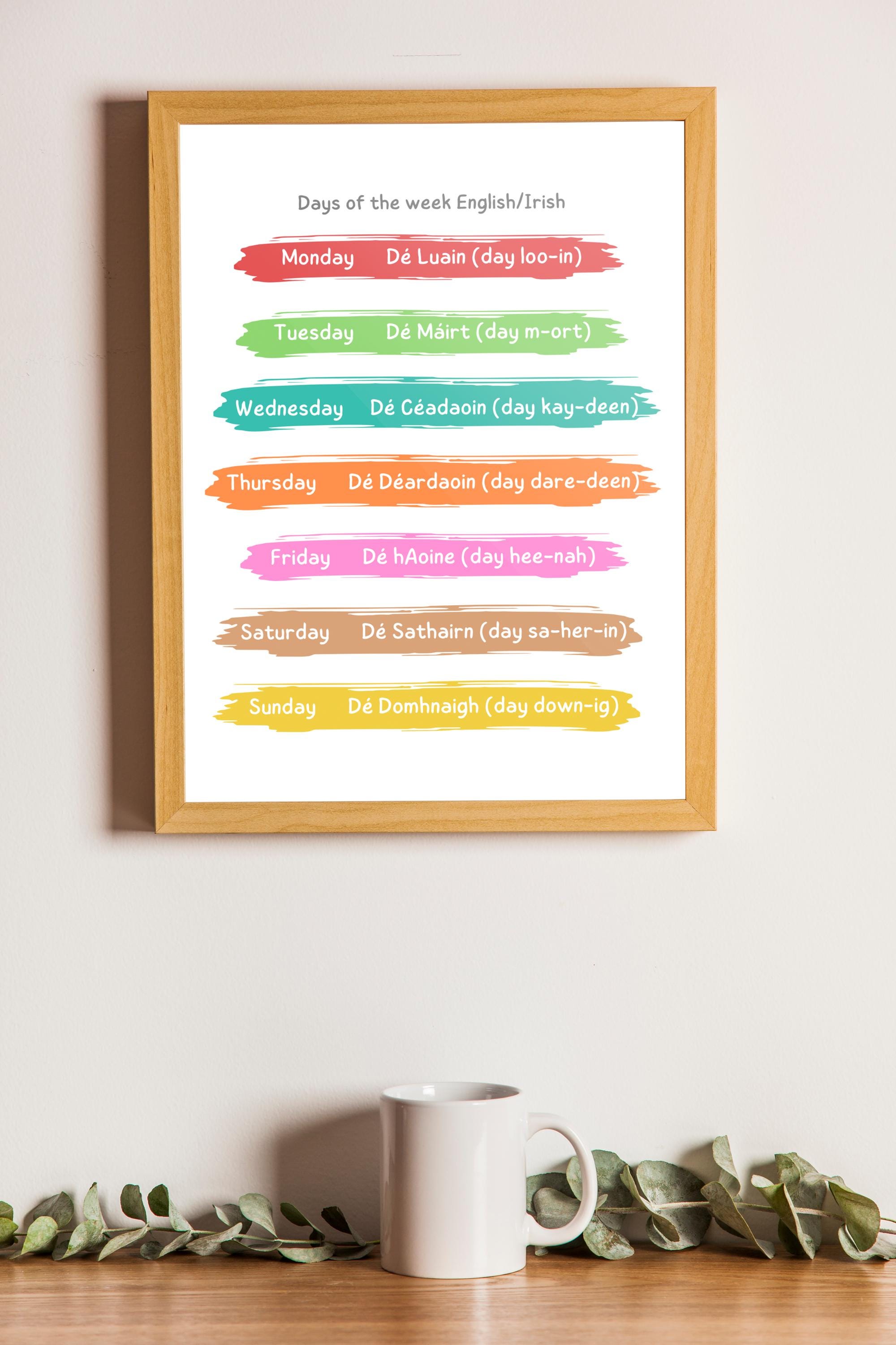 Days Of The Week In Irish Printable