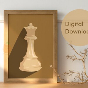 Set of 6, Chess Art, Chess Piece Art, Wall Art, Printable,  Digital Download, Collection
