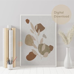 Boho Abstract Plant, Boho Printable, Boho Art Print, Earthy Tones, Boho Wall Art, Digital Download
