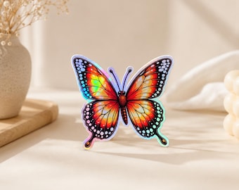 Pegatinas holográficas de mariposa monarca - Juego de 4 pegatinas
