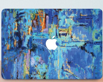 Blue Paints Macbook Pro 16 Case Abstract A1932 Macbook Air 13 Case 2018 Macbook Pro 13 Inch Case Brush Strokes Mac Pro 15 Case 2019 DA0400