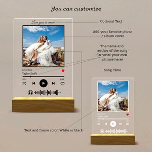 Personalized LED Song Plaque With Stand | Custom Music Night Light ...