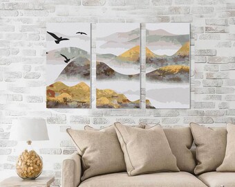 Bergen schilderen kunst verf door nummers 3 panelen vogels schilderen op nummers multi-panel DIY kit panelen natuur schilderen op nummers KIT DA0698